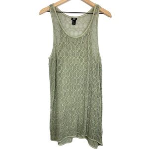 H&M Crochet Knit Mesh Sleeveless‎ Tunic Mini Dress, Sage Green - Size S